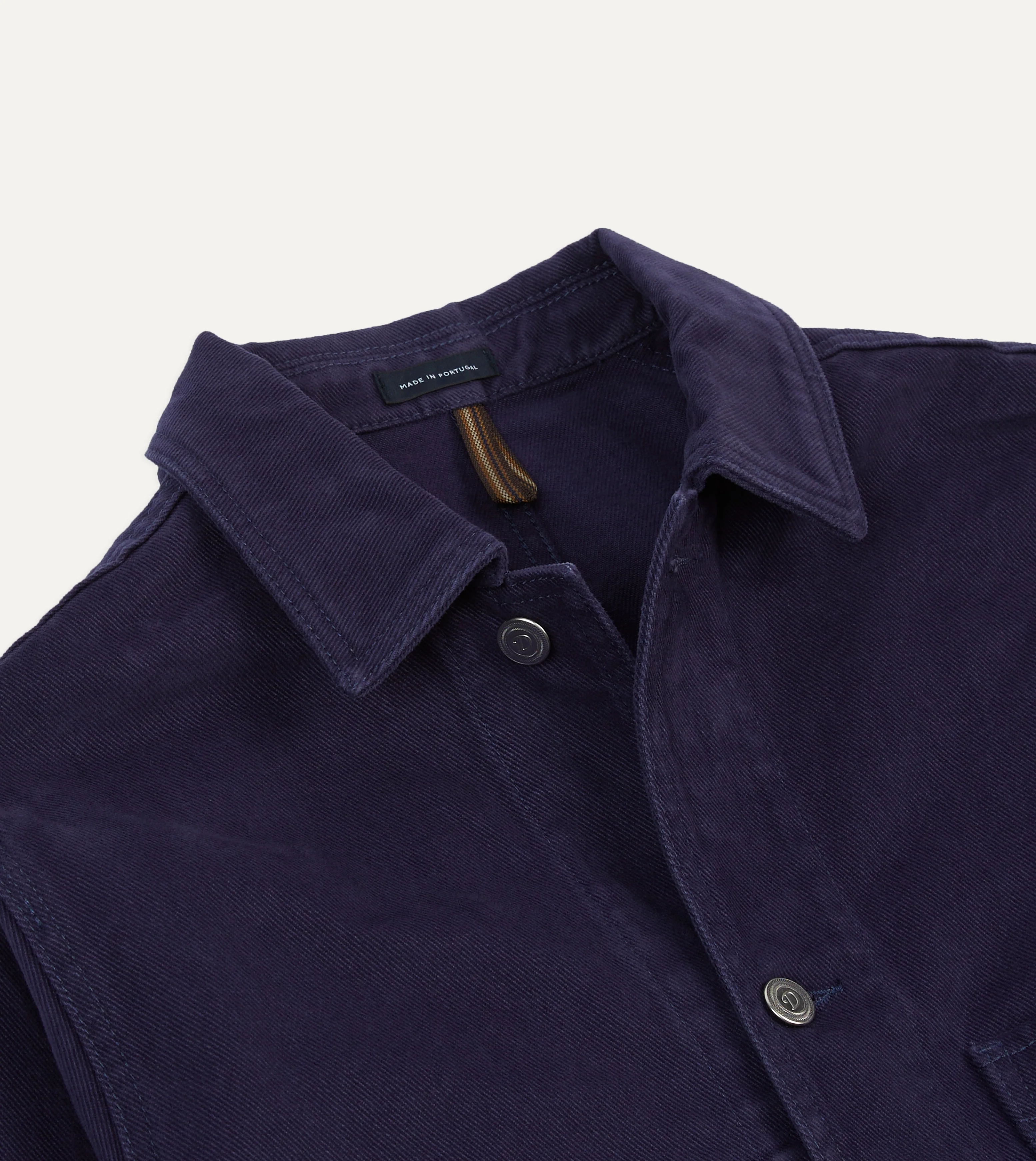 French Blue Heavy Twill Cotton Five-Pocket Chore Jacket - Image 3