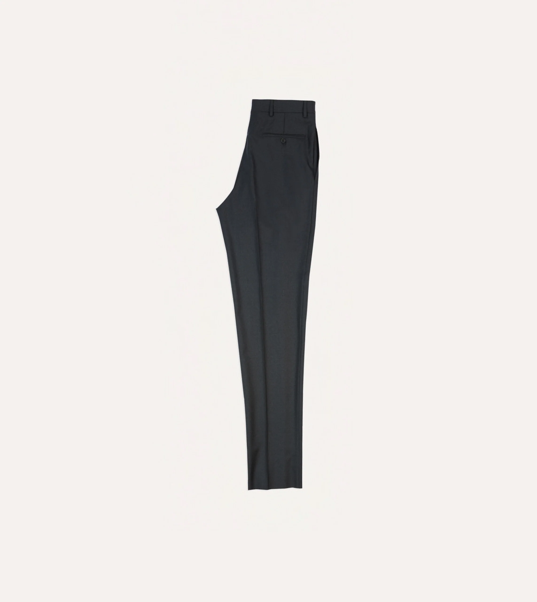 Grey Worsted Wool Flat Front Trouser - Image 6