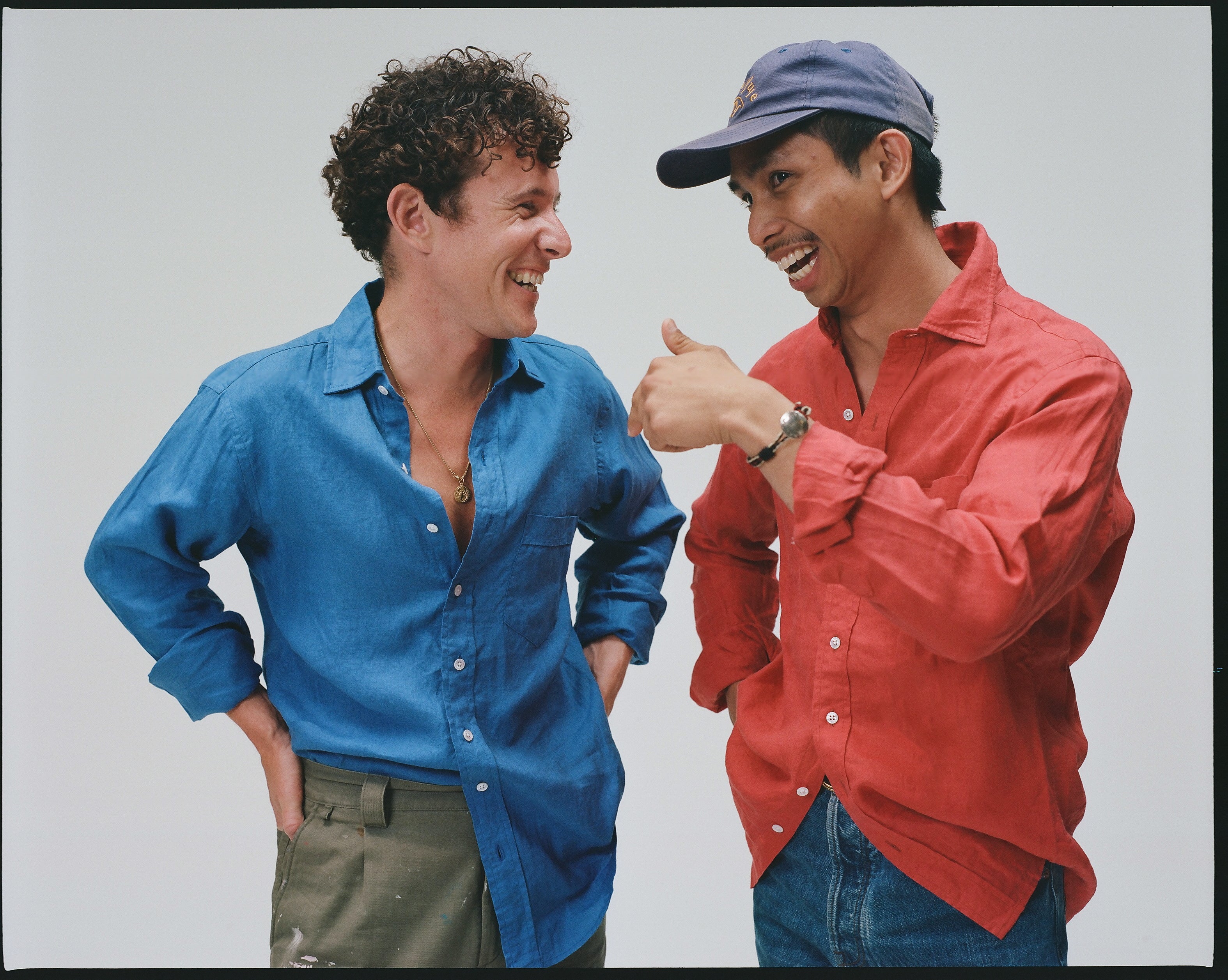 Red Linen Spread Collar Shirt - Image 6